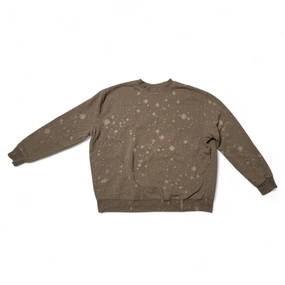 Wild Fable Sweatshirt Juniors XS Olive Green Bleach Dye Acid Wash Hipster Artsy